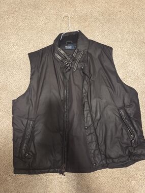 Polo by Ralph Lauren Black Quilted Vest with Buckle Collar